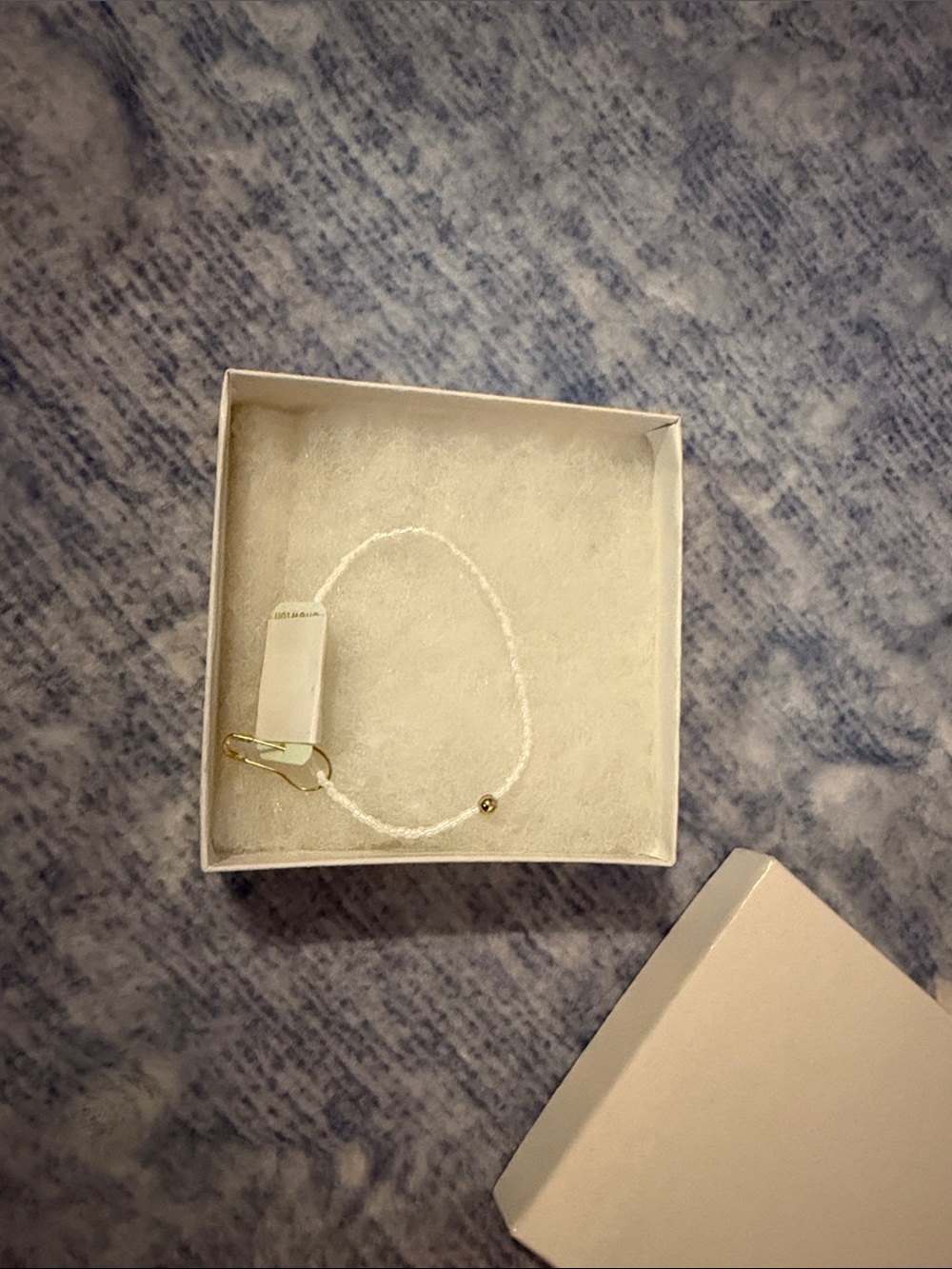 Minimal White Beaded Necklace with Gold Accent